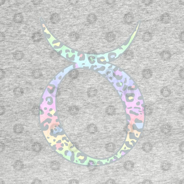 Taurus Zodiac Horoscope Symbol in Pastel Rainbow Leopard Print by bumblefuzzies